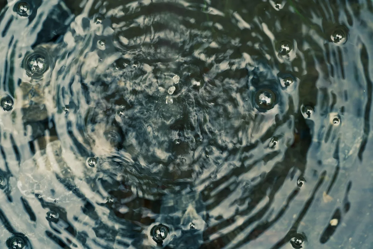 Des cercles d'eau s'étendent depuis le centre